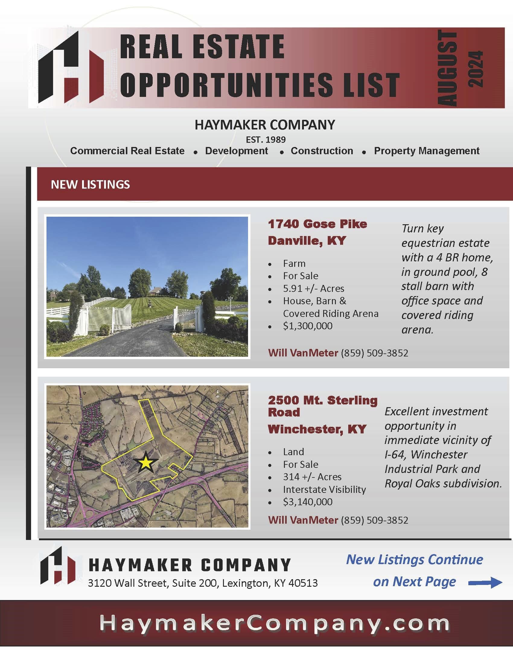 Haymaker Company Opportunities List- August 2024