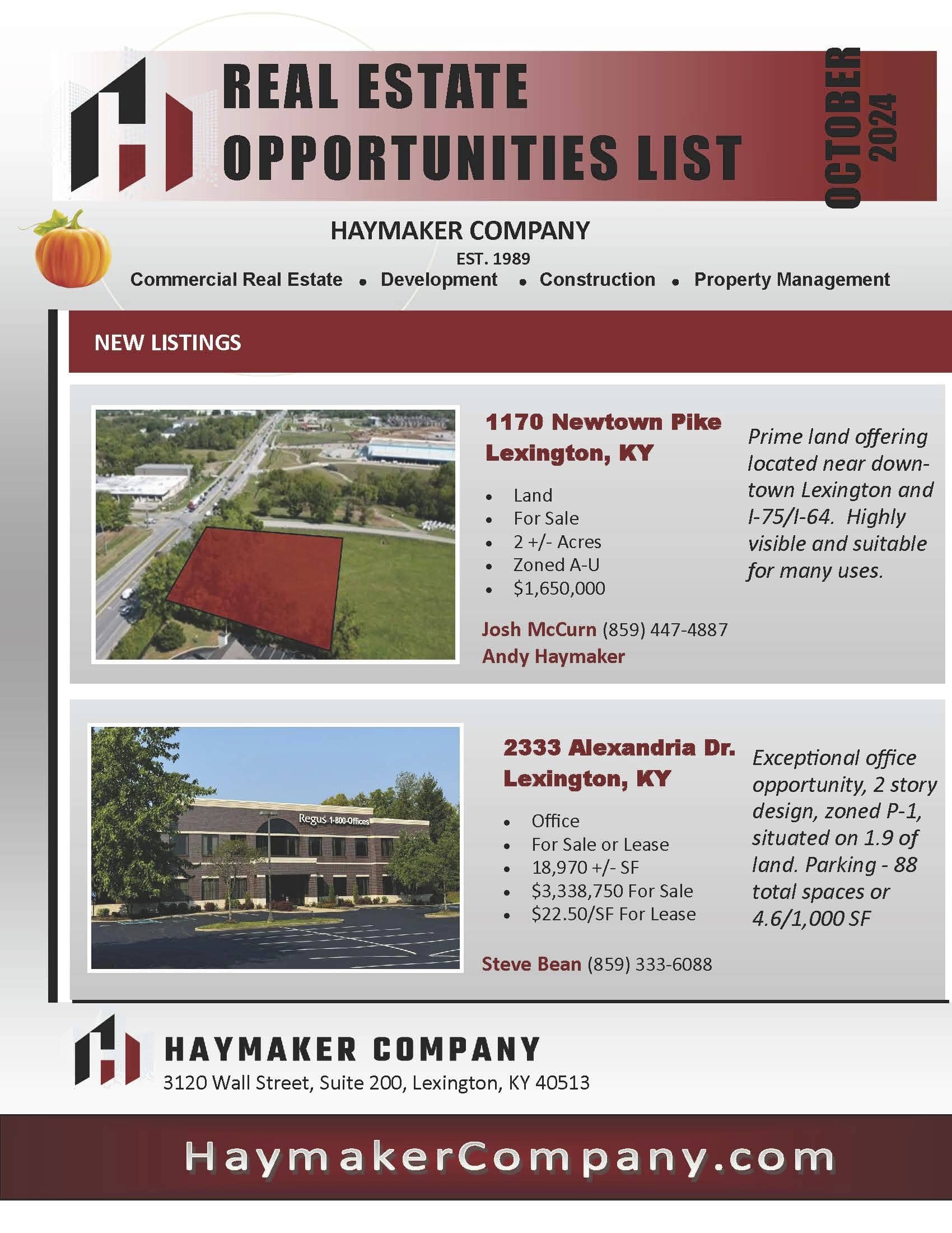 Haymaker Company Opportunities List- October 2024