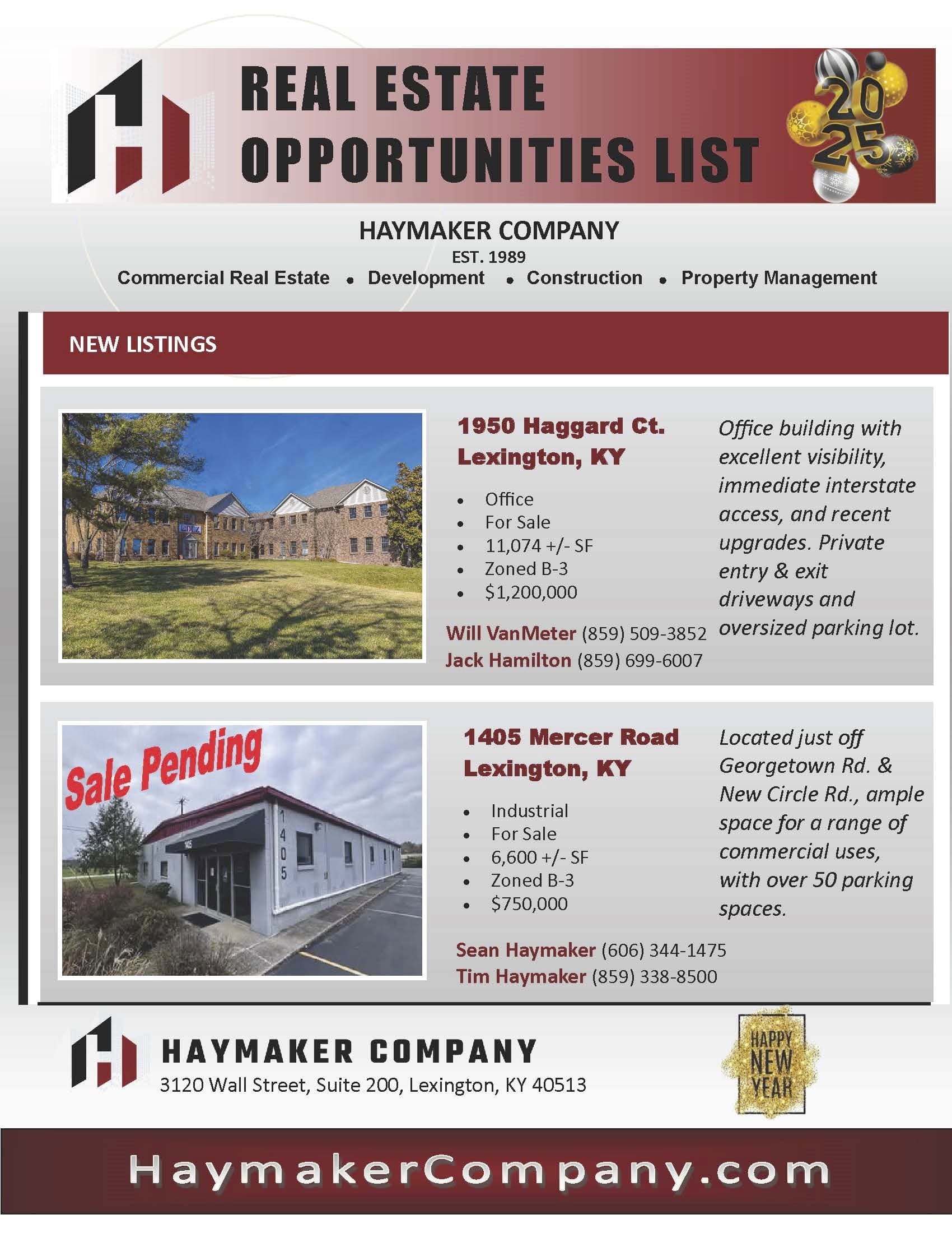 Haymaker Company Opportunities List- January 2025