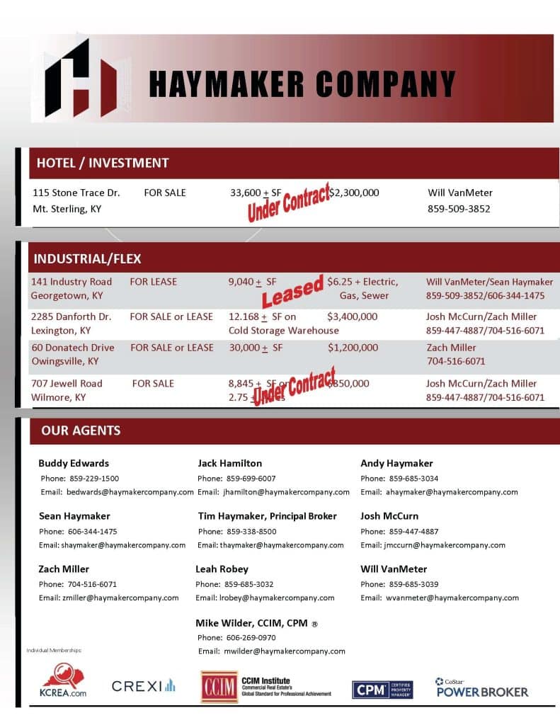 Haymaker Company April Opps List commercial real estate